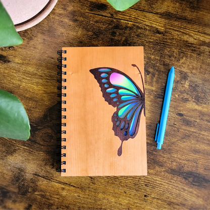 Blue Butterfly Wood Journal