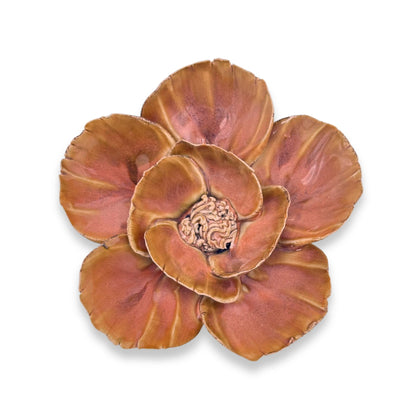Burnt Orange Poppy Ceramic Flower