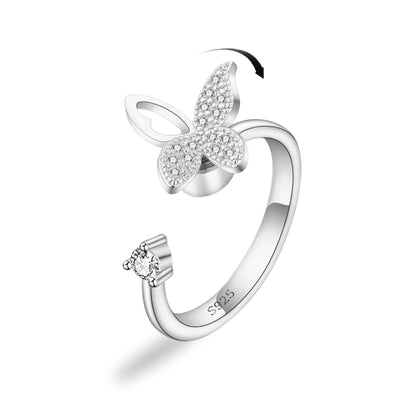 Butterfly Sterling Silver Spinner Ring for Anixiety