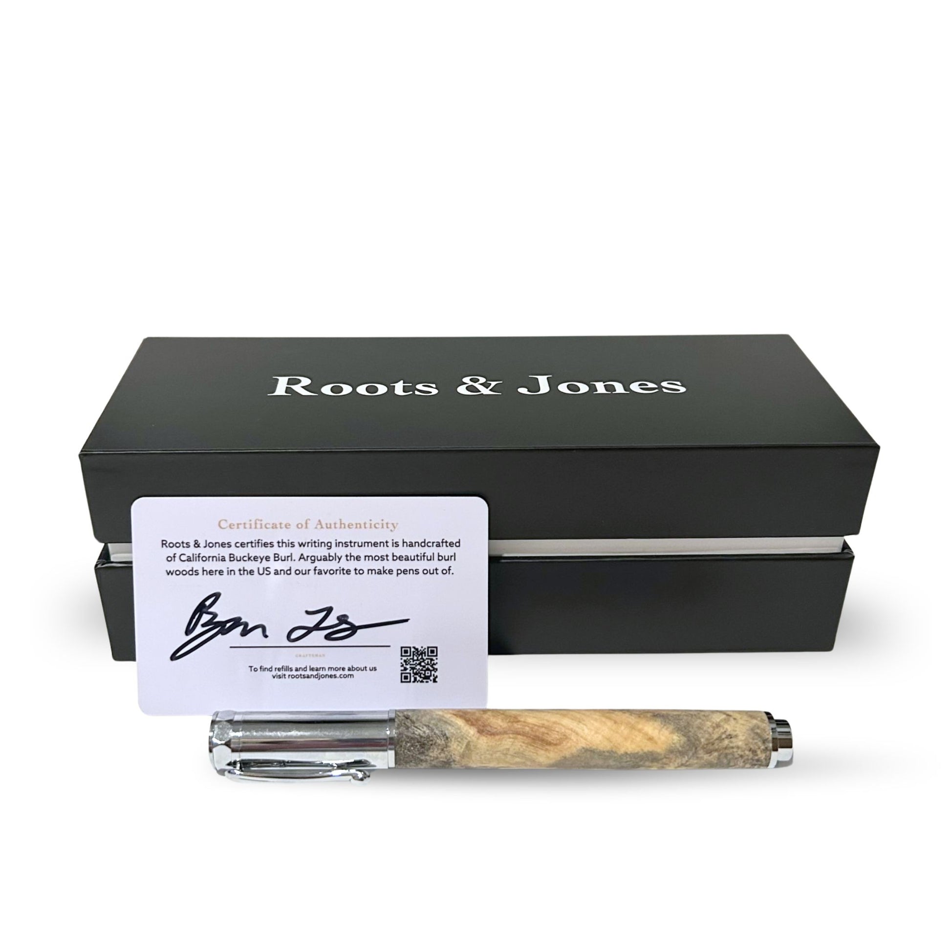 California Buckeye Burl Chrome Magnet Pen