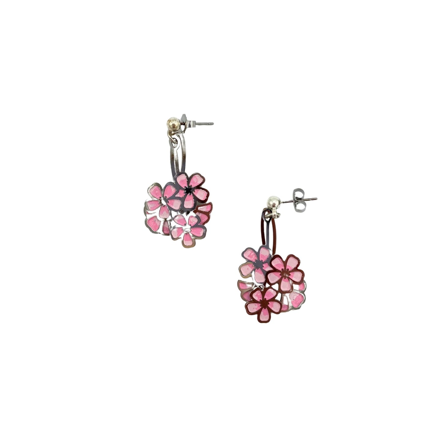 Cherry Blossom Pink and Silver Earrings