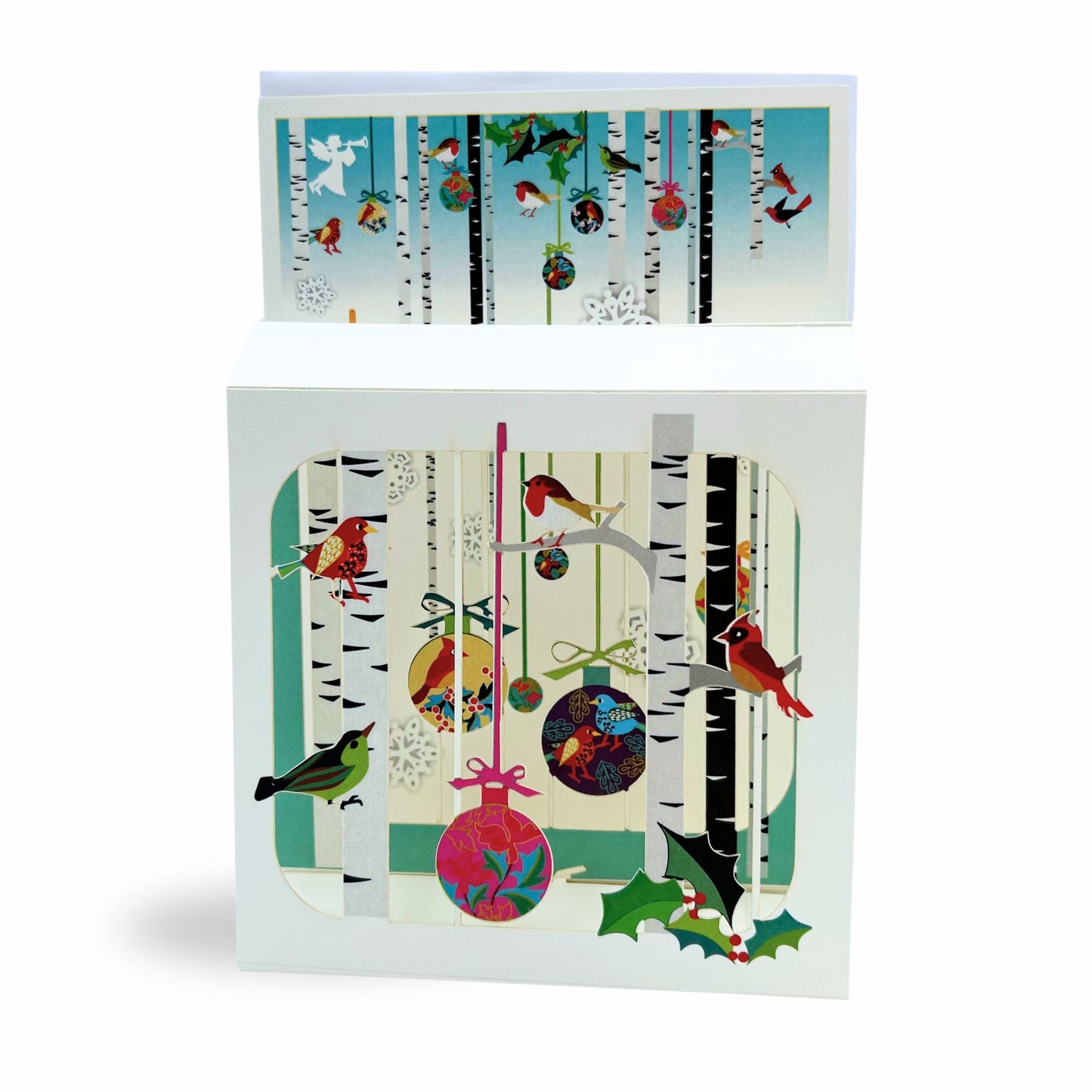 Christmas Ornaments and Birds Pop Up Card