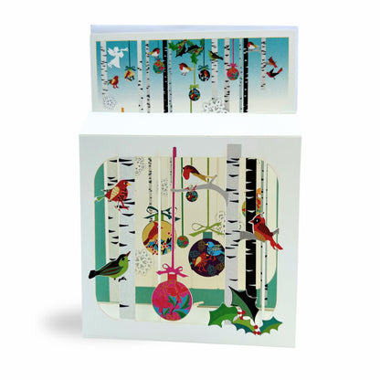 Christmas Ornaments and Birds Pop Up Card