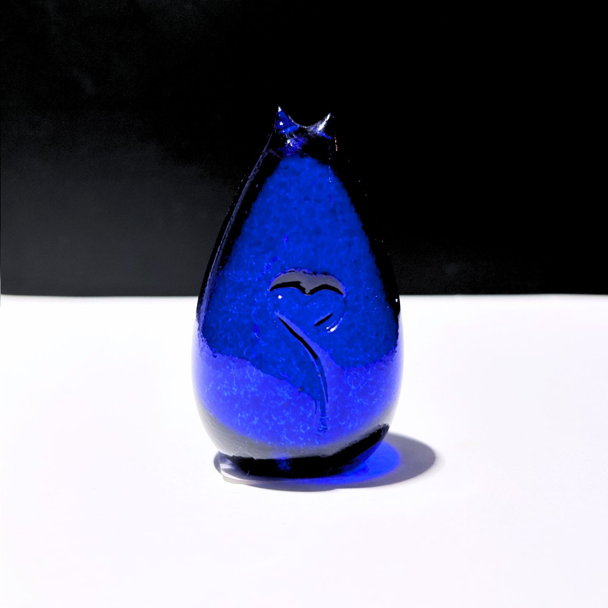 Cobalt Blue Love Cat Glass Gift