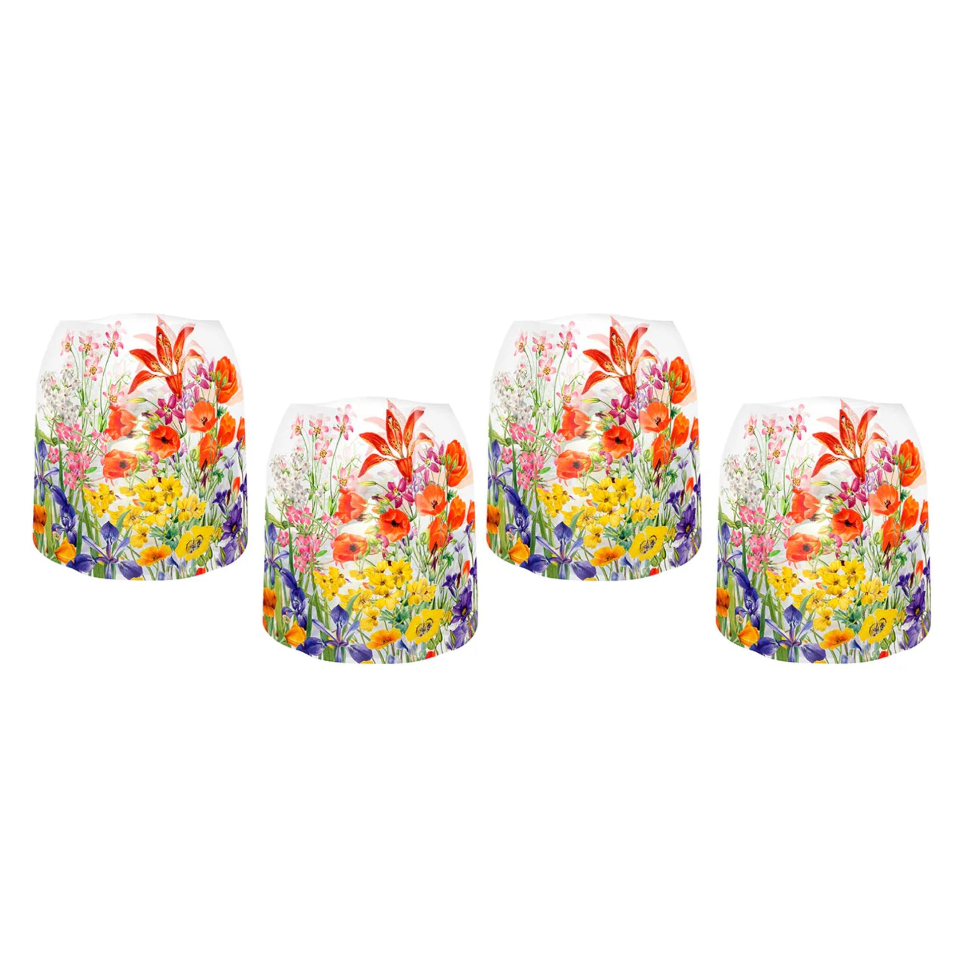 Colorful Spring Flowers - Set of 4 Luminaries