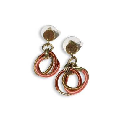 Coral Colored Helix Thread Wrapped Earrings