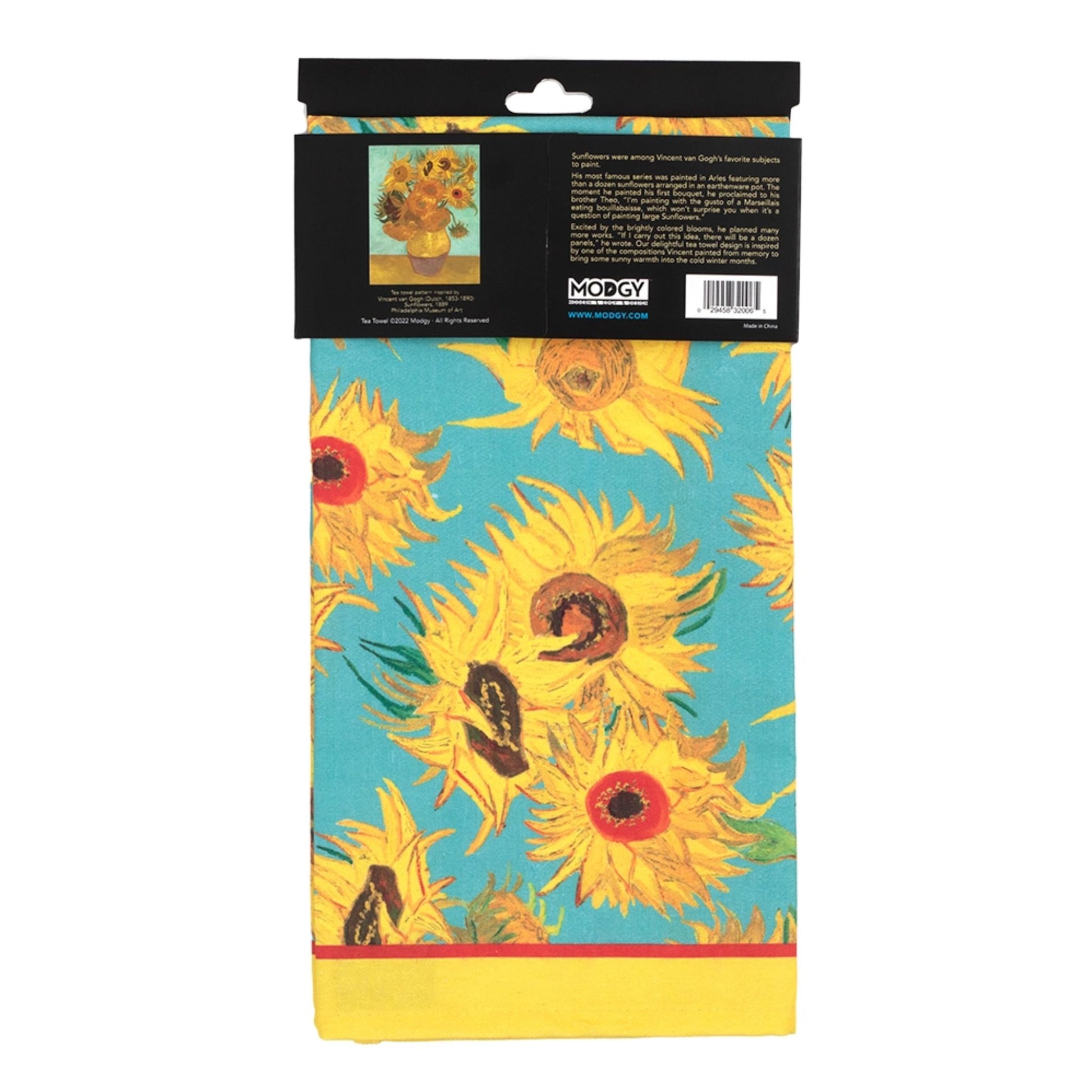 Cotton Tea Towels - Yellow and Turquoise Floral Flowers