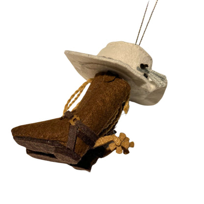 Cow Boy hat and boots Felted ornament