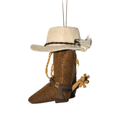 Cowboy Boots and Hat Felt Ornament