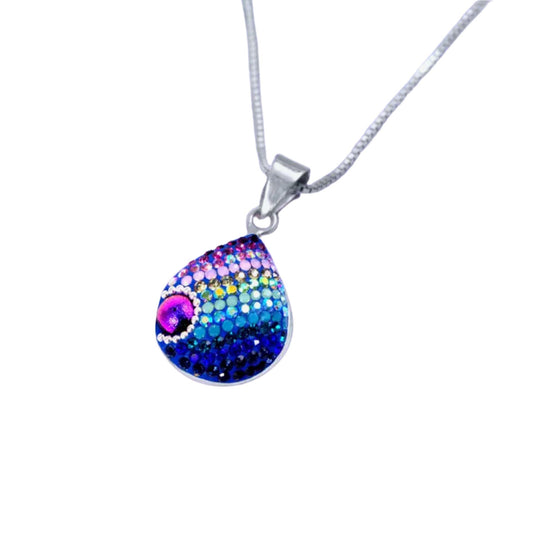 Crystal Silver Petite Dew Drop Pendant -  Aurora