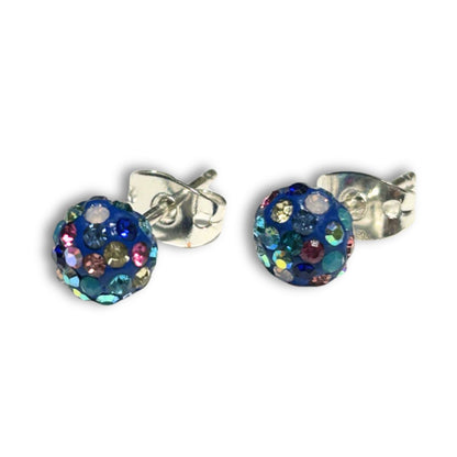 Crystal Silver Sphere Earrings - Aurora