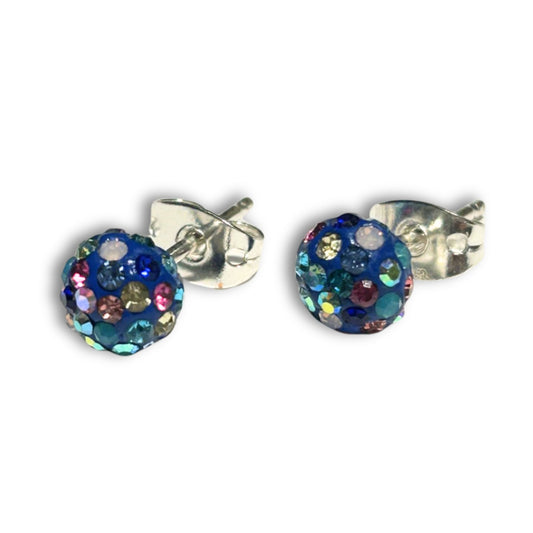 Crystal Silver Sphere Earrings - Aurora