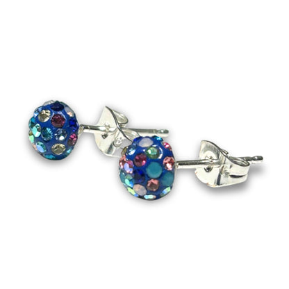 Crystal and Silver Sphere Earrings - Aurora