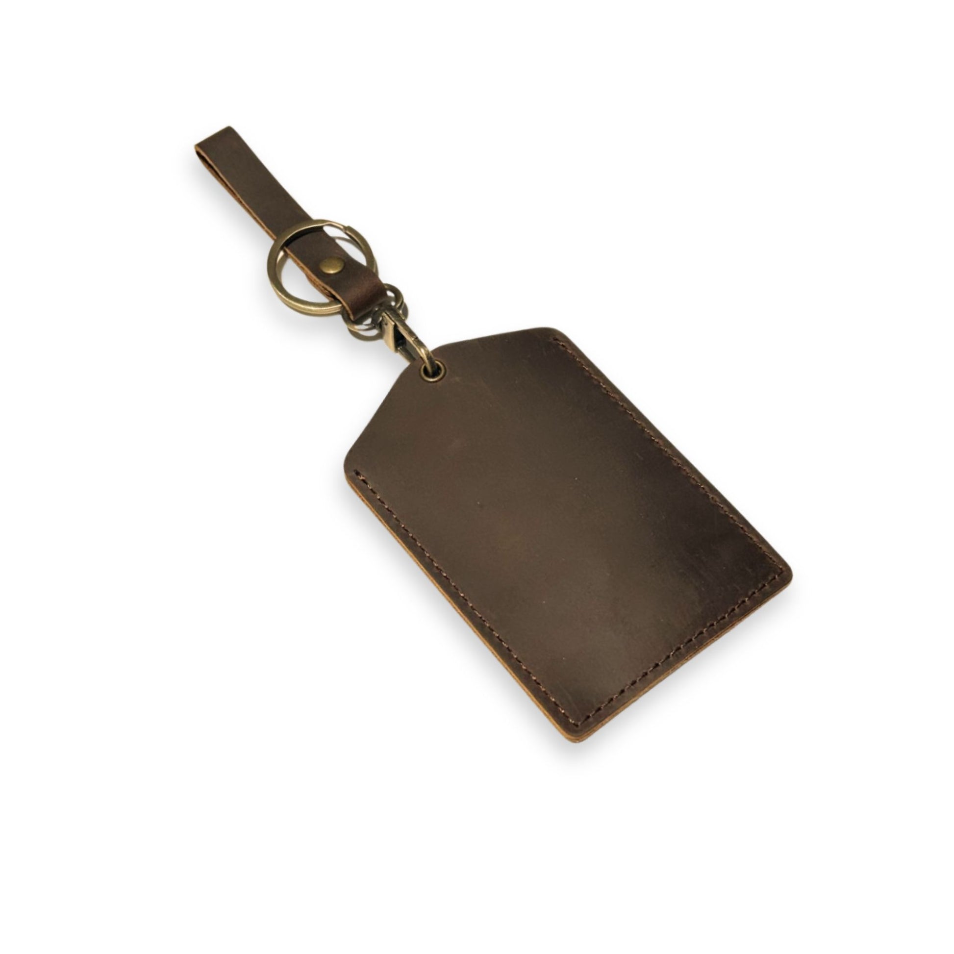 Dark Brown Leather Luggage Tag - Travel Accessory