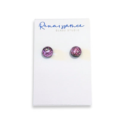 Dot Post Dichroic Glass Earring - Pink