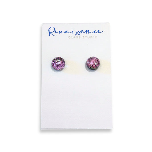Dot Post Dichroic Glass Earring - Pink