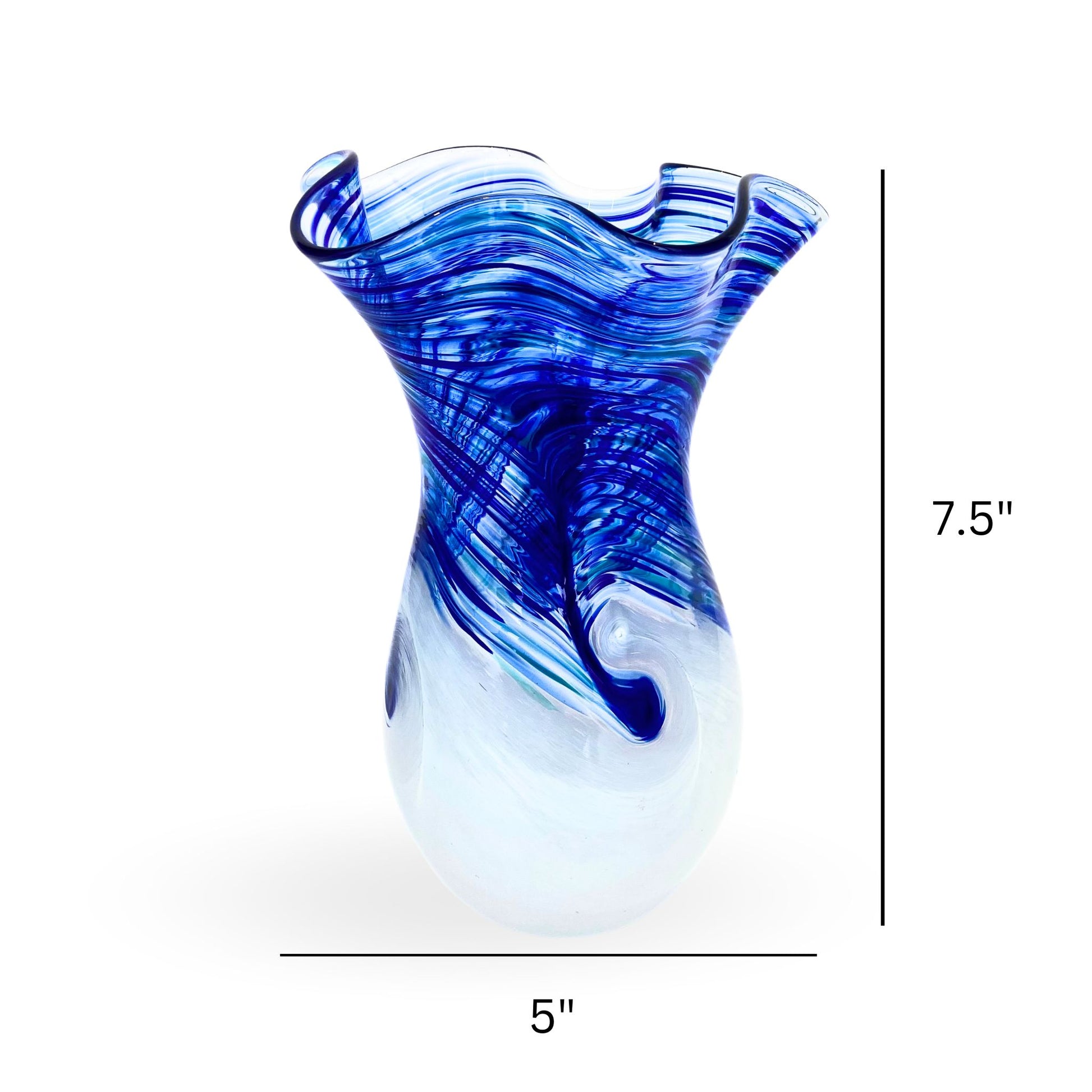 Dottie Boscamp White and Blue Waves Fluted Vase