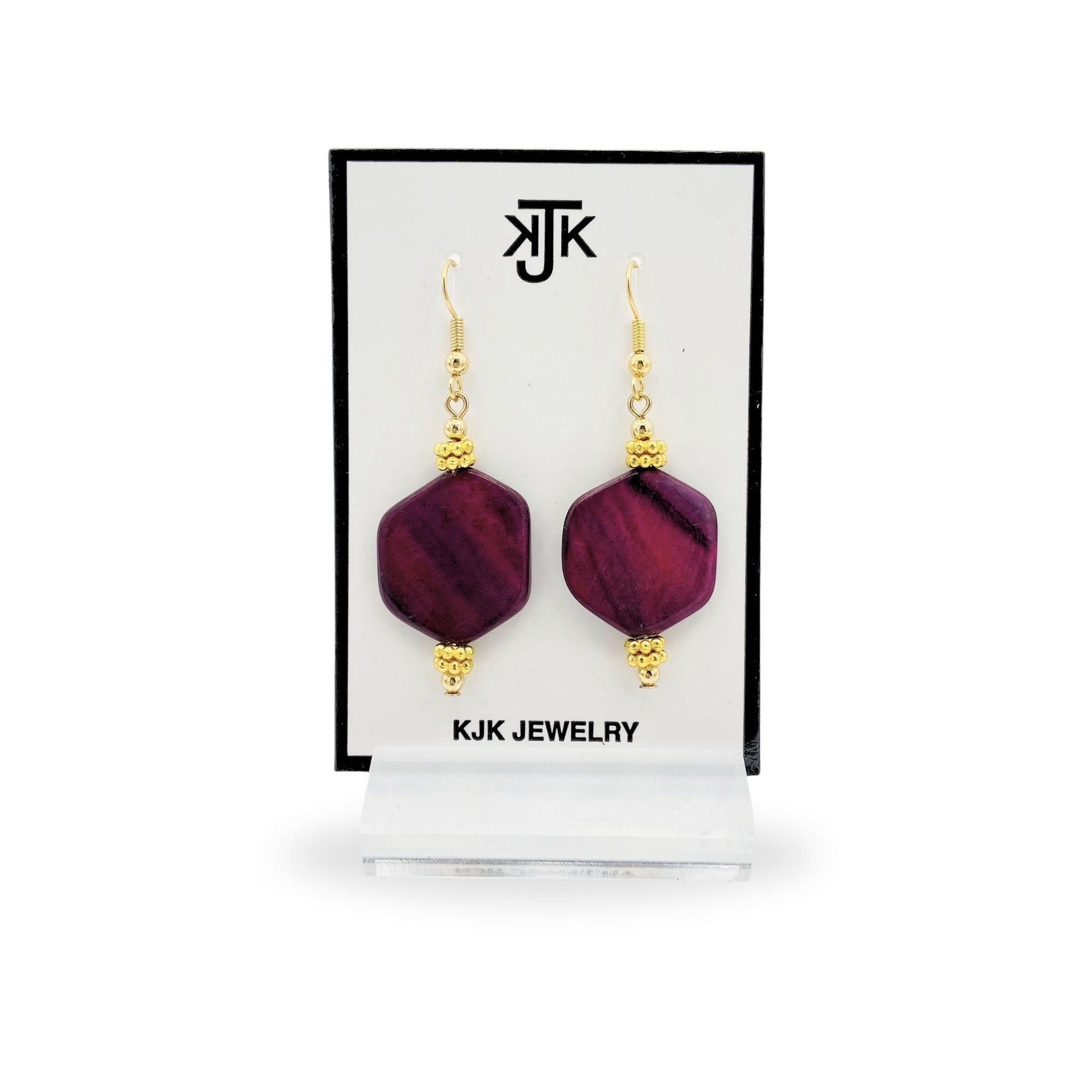 Earrings Burgundy Mother of Pearl KJK Jewelry