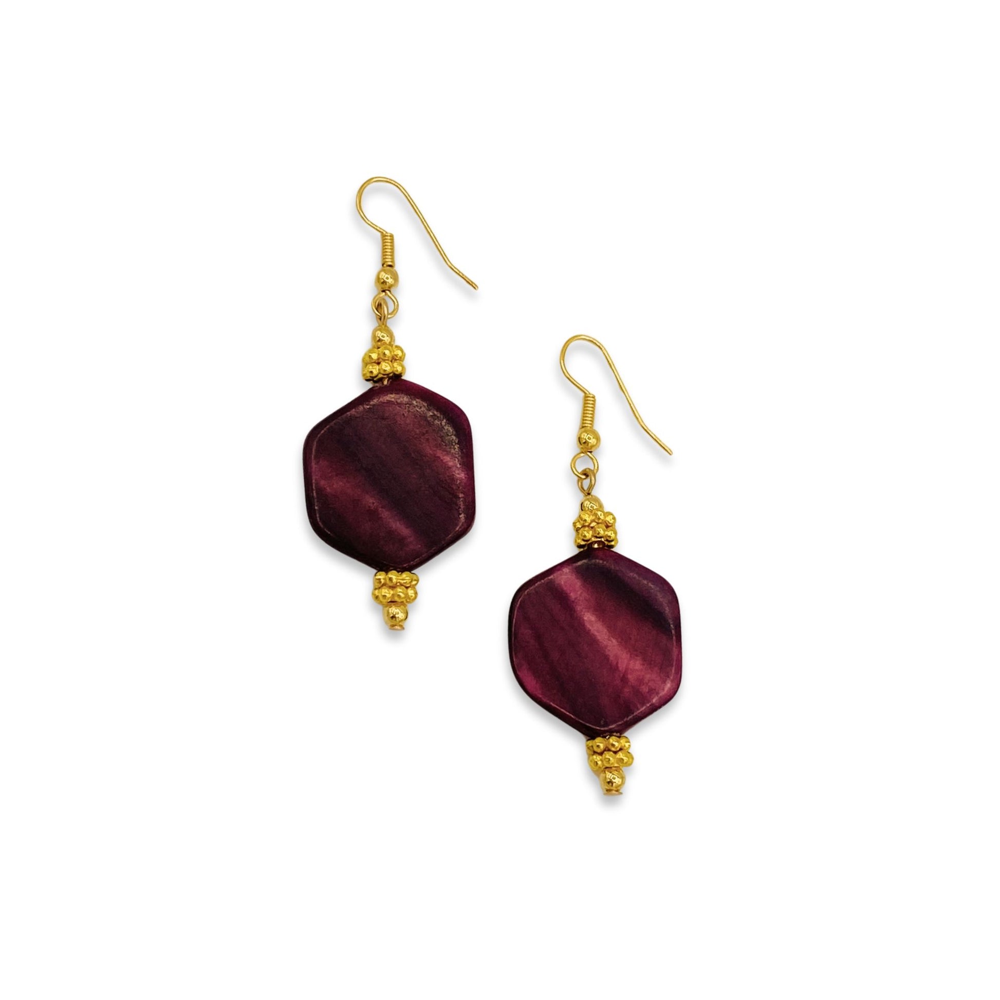 Earrings Burgundy Red Mother of Pearl