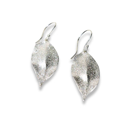 Esha Silver Sparkle Leaf Drop Earrings
