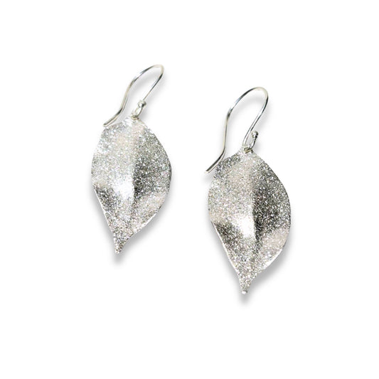 Esha Silver Sparkle Leaf Drop Earrings