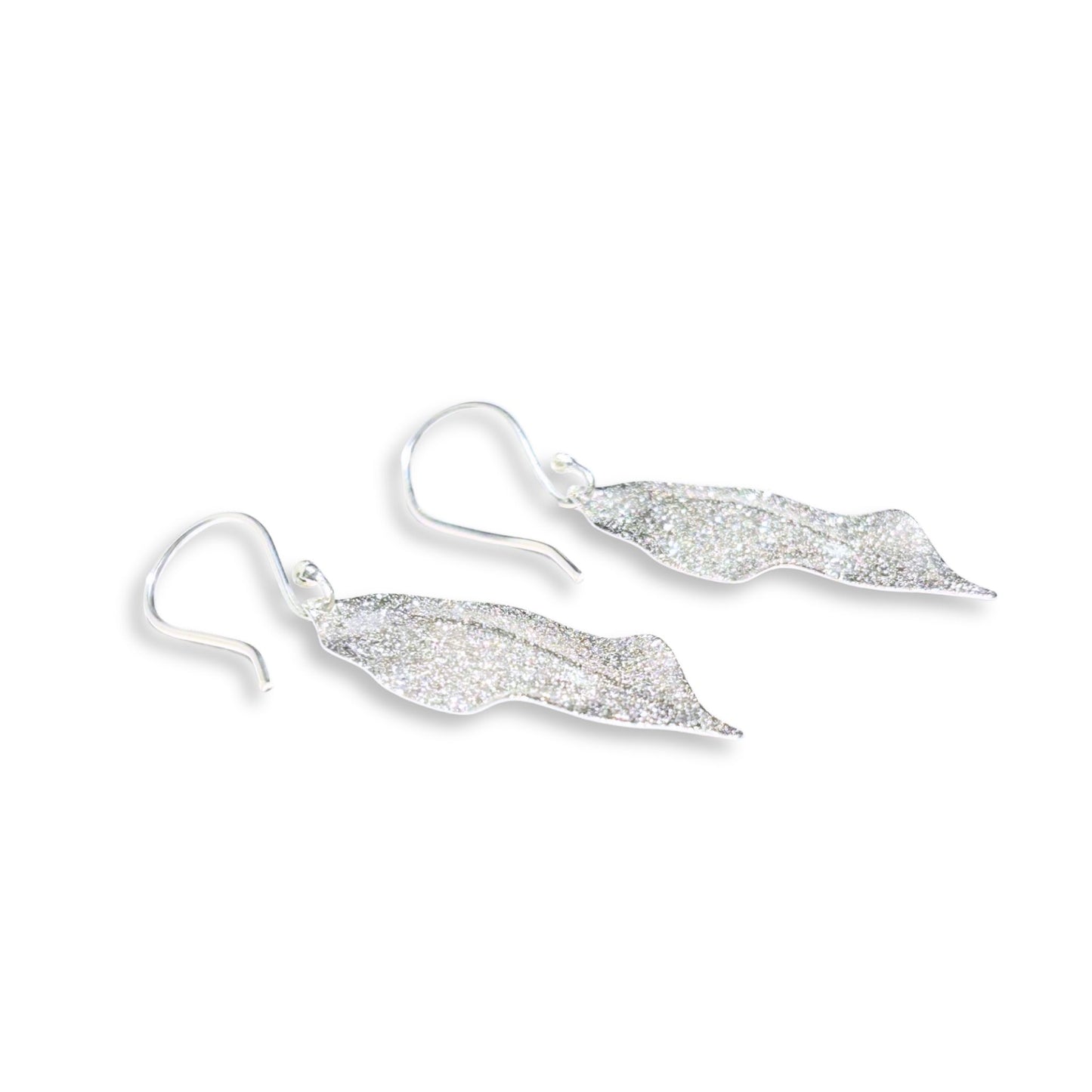 Esha Silver Sparkle Leaf Earrings