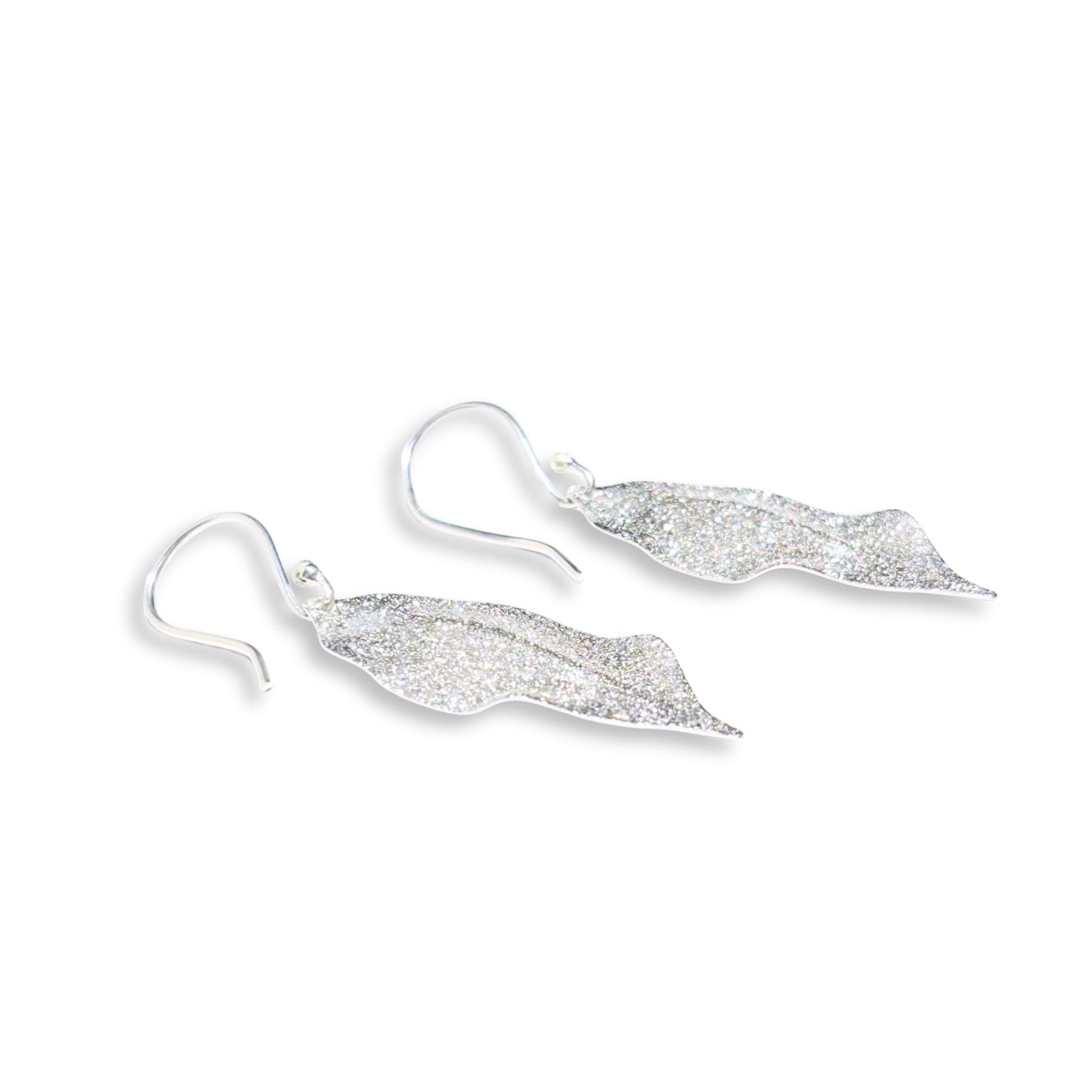 Esha Silver Sparkle Leaf Earrings