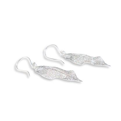 Esha Silver Sparkle Leaf Earrings