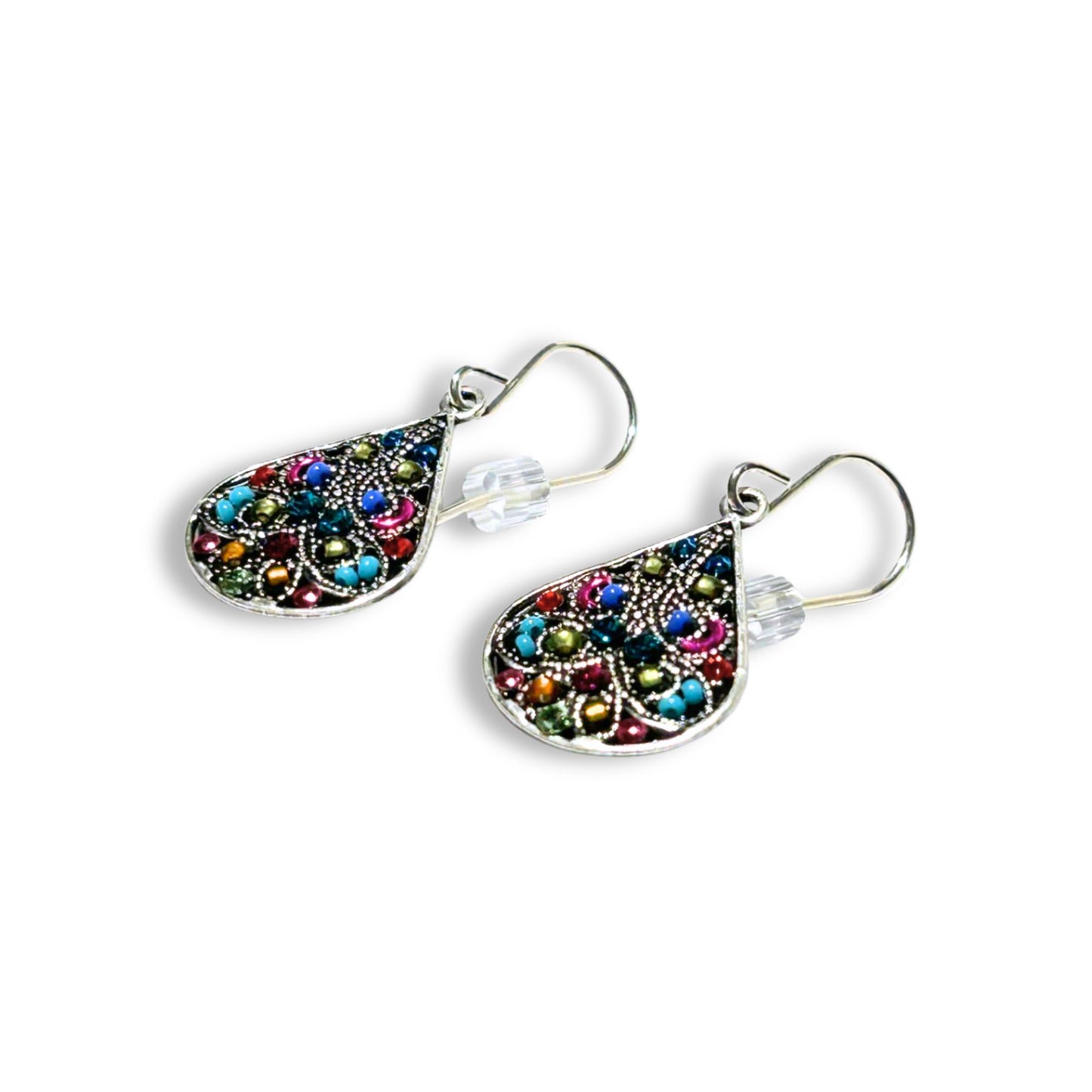 Filigree Drop Silver Earrings Multicolor
