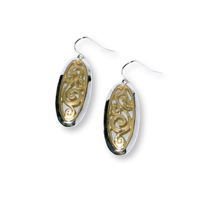Filigree Gold Silver Oval Earrings