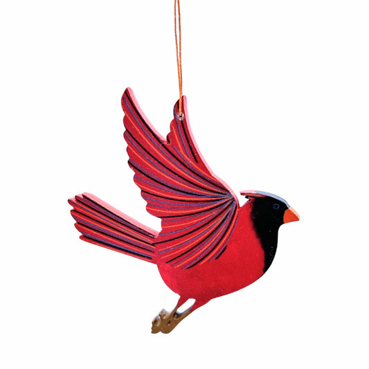 Flying Red Cardinal Ornament