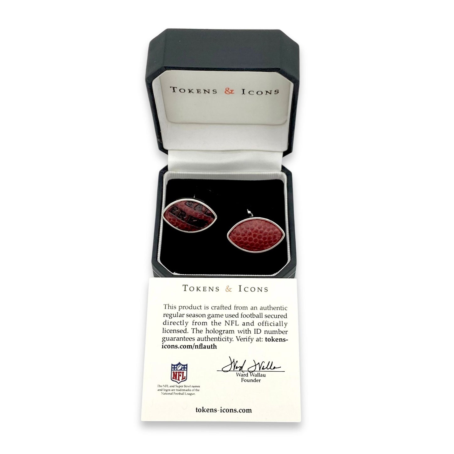 GB Packers Used Football Sterling Silver Cufflinks