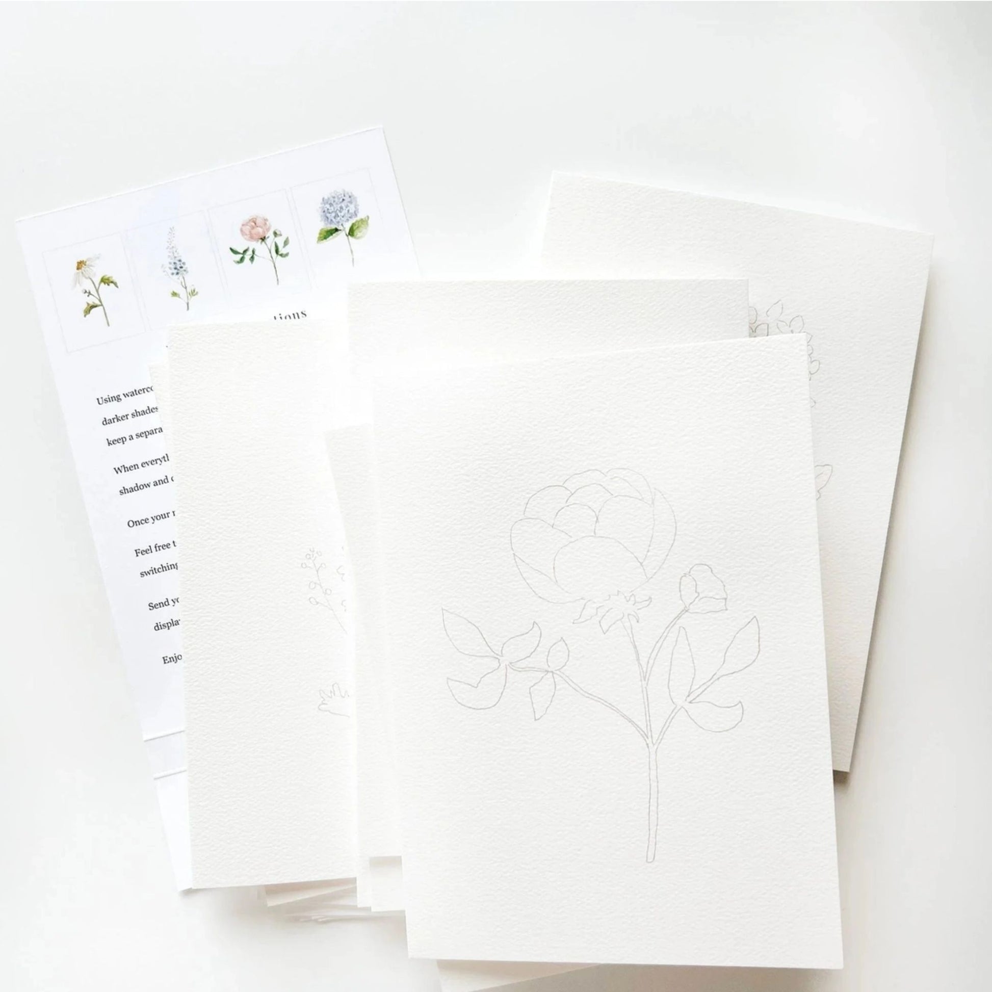 Garden Flowers Paintable Watercolor Notecard Activity