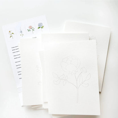 Garden Flowers Paintable Watercolor Notecard Activity
