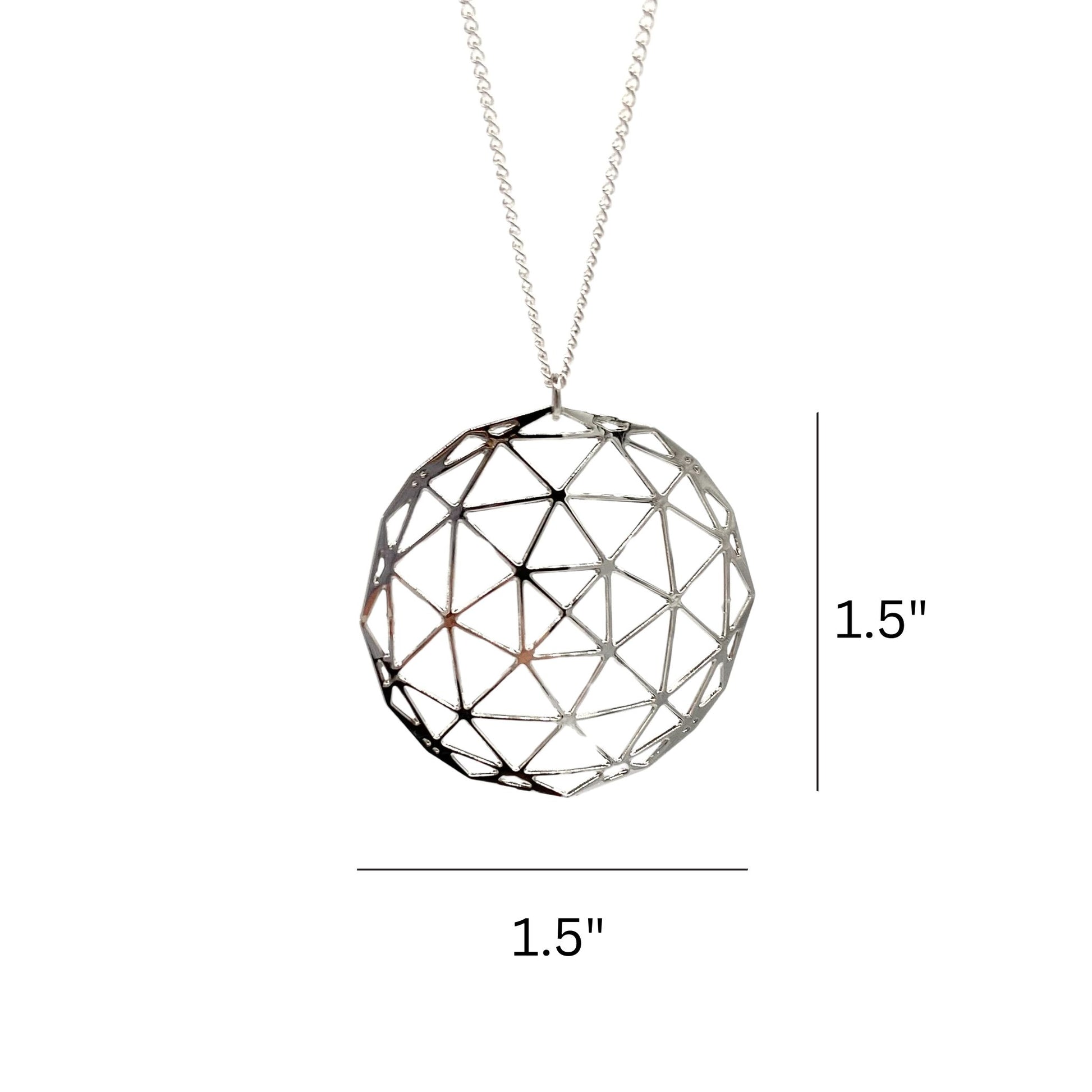 Geodesic Dome Pendant Silver Necklace