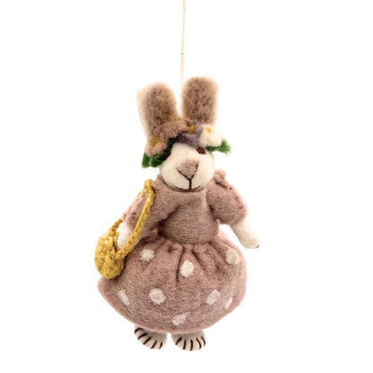 Girl Bunny Felted Wool With Pink Dress