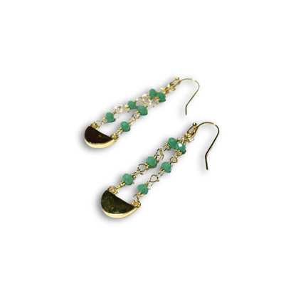 Gladiolus Green Crystal Bead Earring