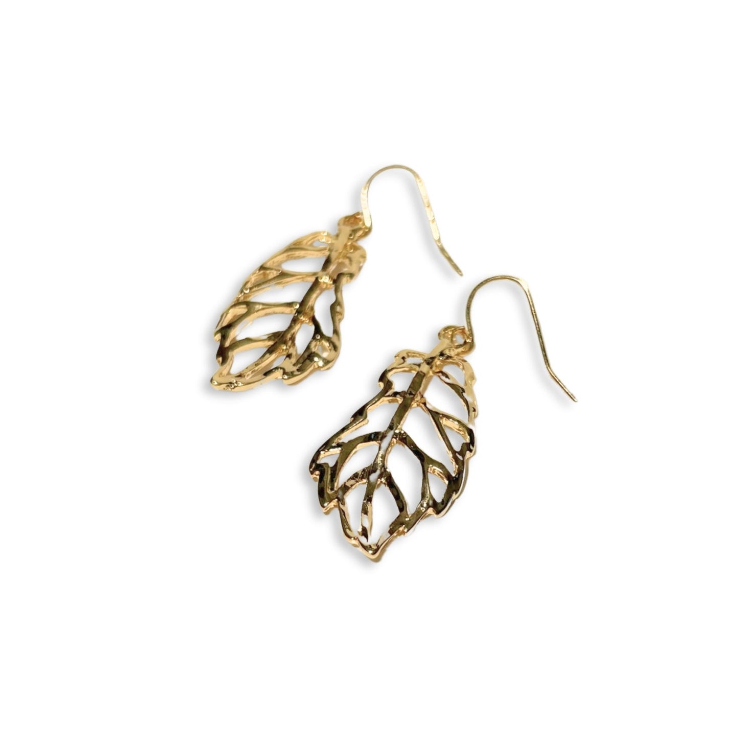 Gold Leaf Drop Dangle Earrings for Fall