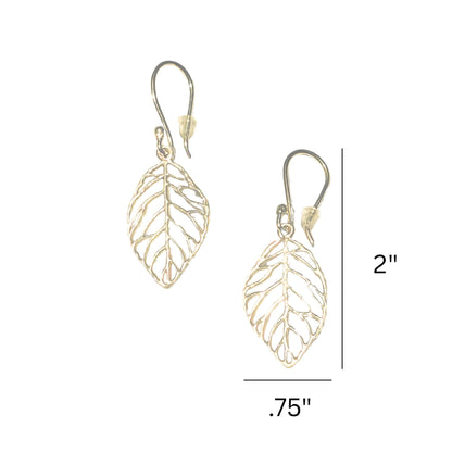 Gold Skeleton Leaf Drop Style Earring