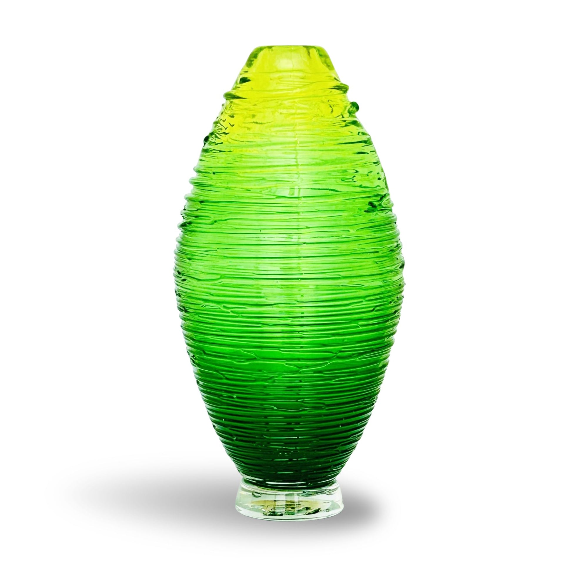 Green Shimmer Mouth Blown Vase