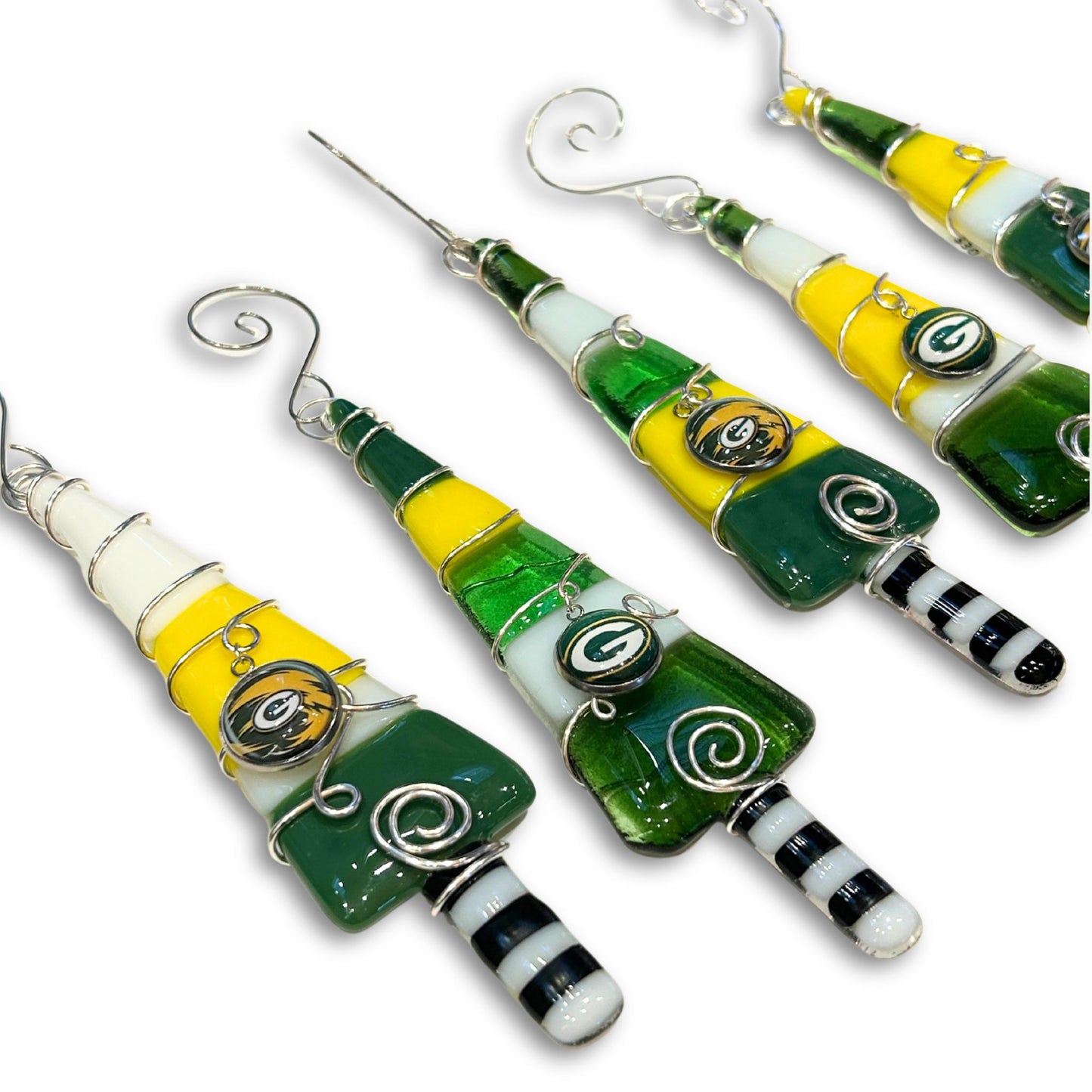 Green and Gold Packers Glass Ornament