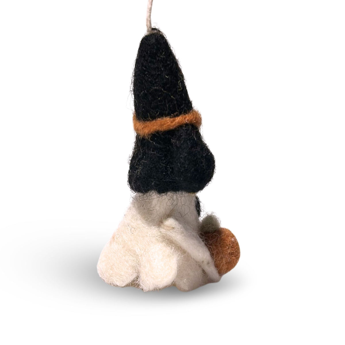 Halloween Felted Wool Ghost with Black Witch Hat