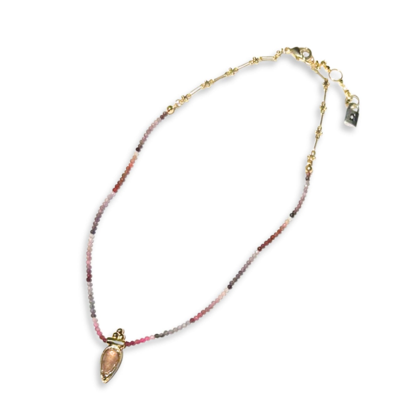 Hatshepsut 18 K Gold Plated 17.5" Strawberry Quartz Necklace