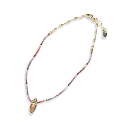 Hatshepsut 18 K Gold Plated 17.5" Strawberry Quartz Necklace