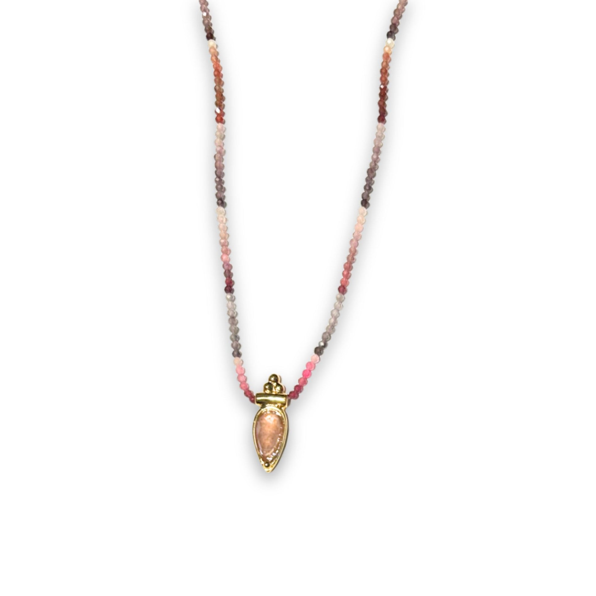 Hatshepsut 18 K Gold Plated Strawberry Pink and Purple Quartz Necklace