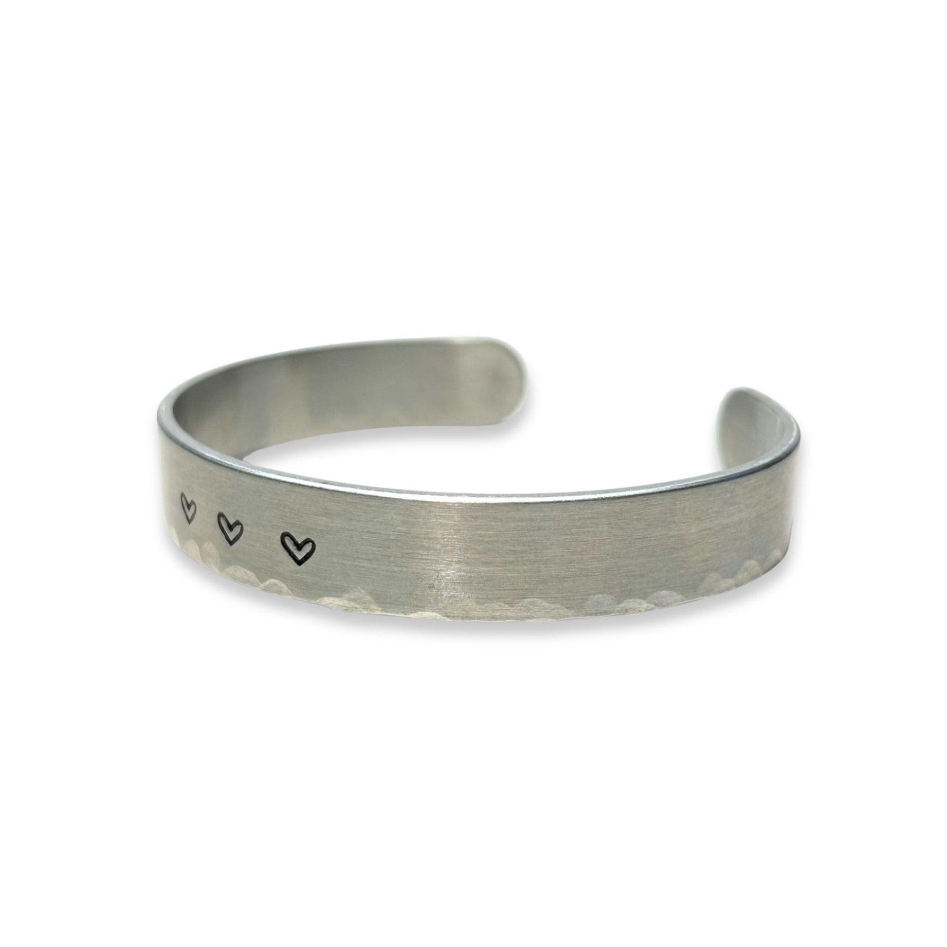 Heart Silver Cuff Hand-Stamped Bracelet