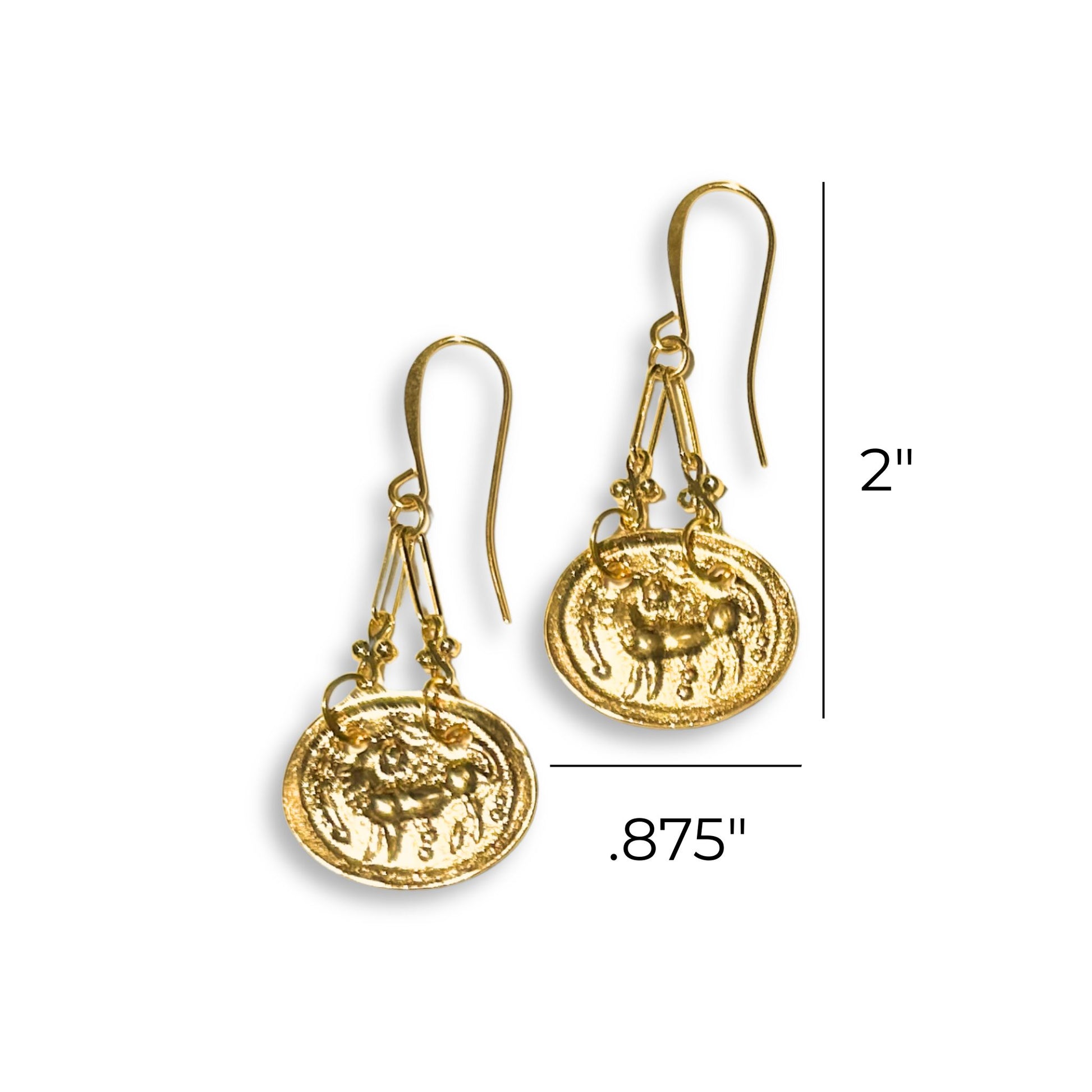 Hydna of scione 18 k gold-plated drop style griffin pendant earring