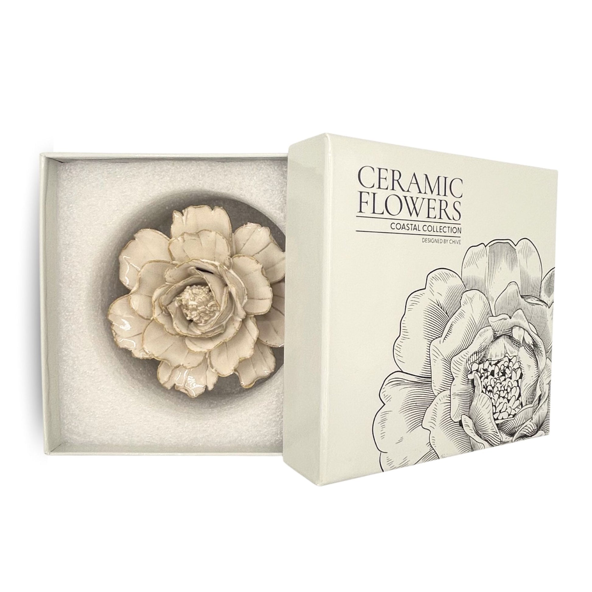 Ivory White Rose Ceramic Bloom