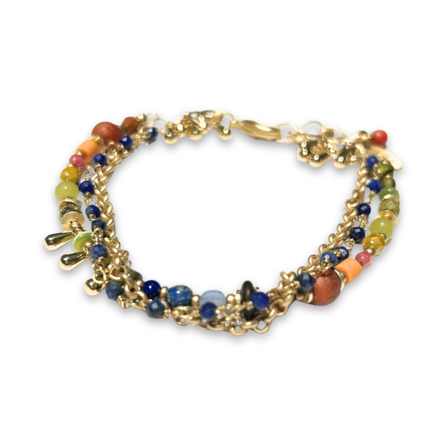 Jade Multistrand Bracelet Prosperity 7.5 to 8.5 Czech Glass Beads