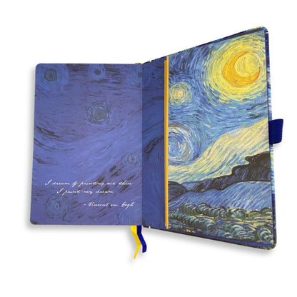 Journal - Starry Night Diary with Pockets and Ribbon Bookmark